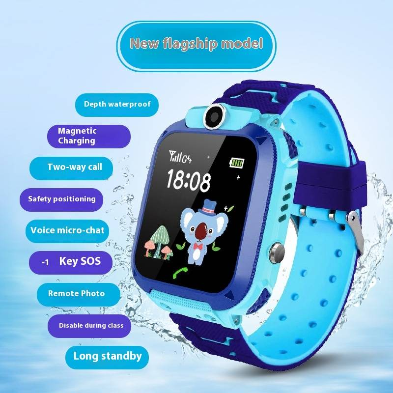 Q12S Kids Smartwatch met GPS-tracker, waterdichte camera, touchscreen en ouderlijk toezicht voor jongens en meisjes (blauw/roze, USB/magnetisch opladen)_voghion.com