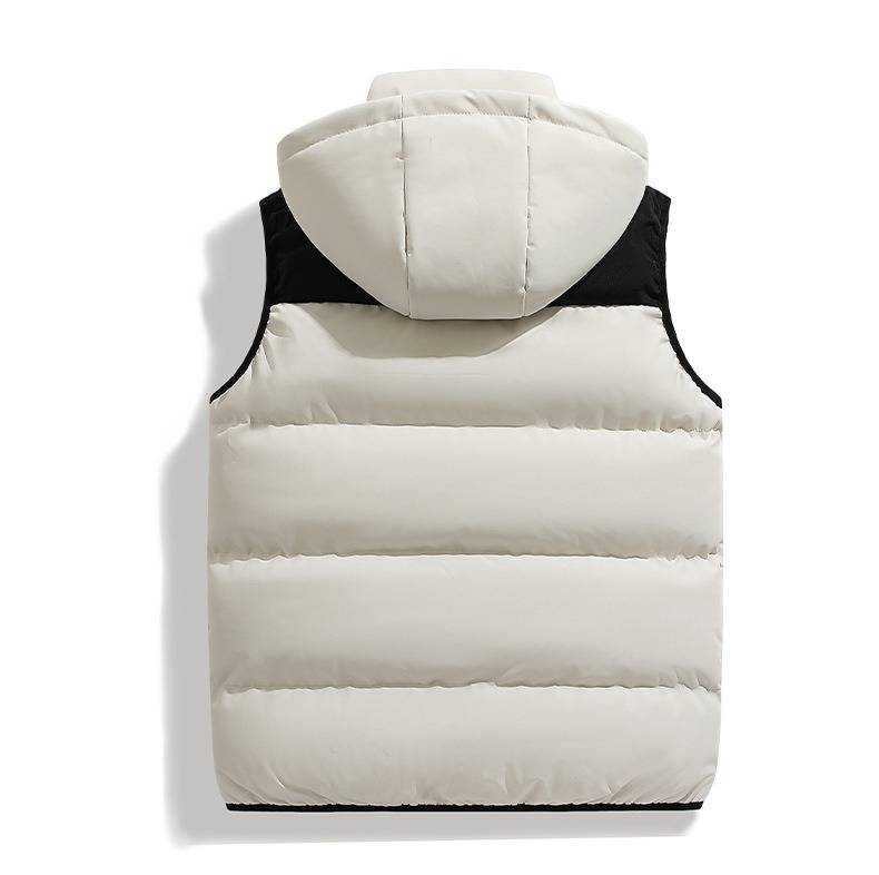 Chaleco con capucha desmontable para hombre: impermeable, multibolsillos y acolchado para exteriores (L-XXXXL, poliéster de secado rápido, unisex, estilo urbano)_voghion.com