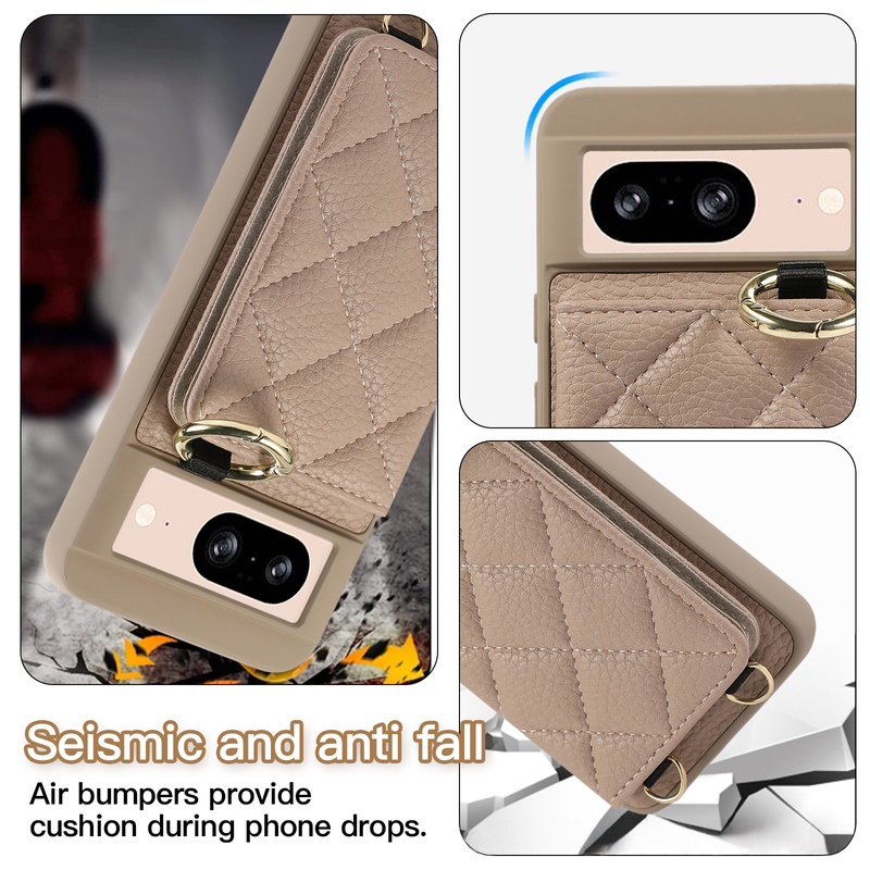 Adatto per Pixel 9a 8a Custodia in pelle per cellulare con slot per schede Custodia protettiva per cellulare con tracolla 10 Pro XL_voghion.com