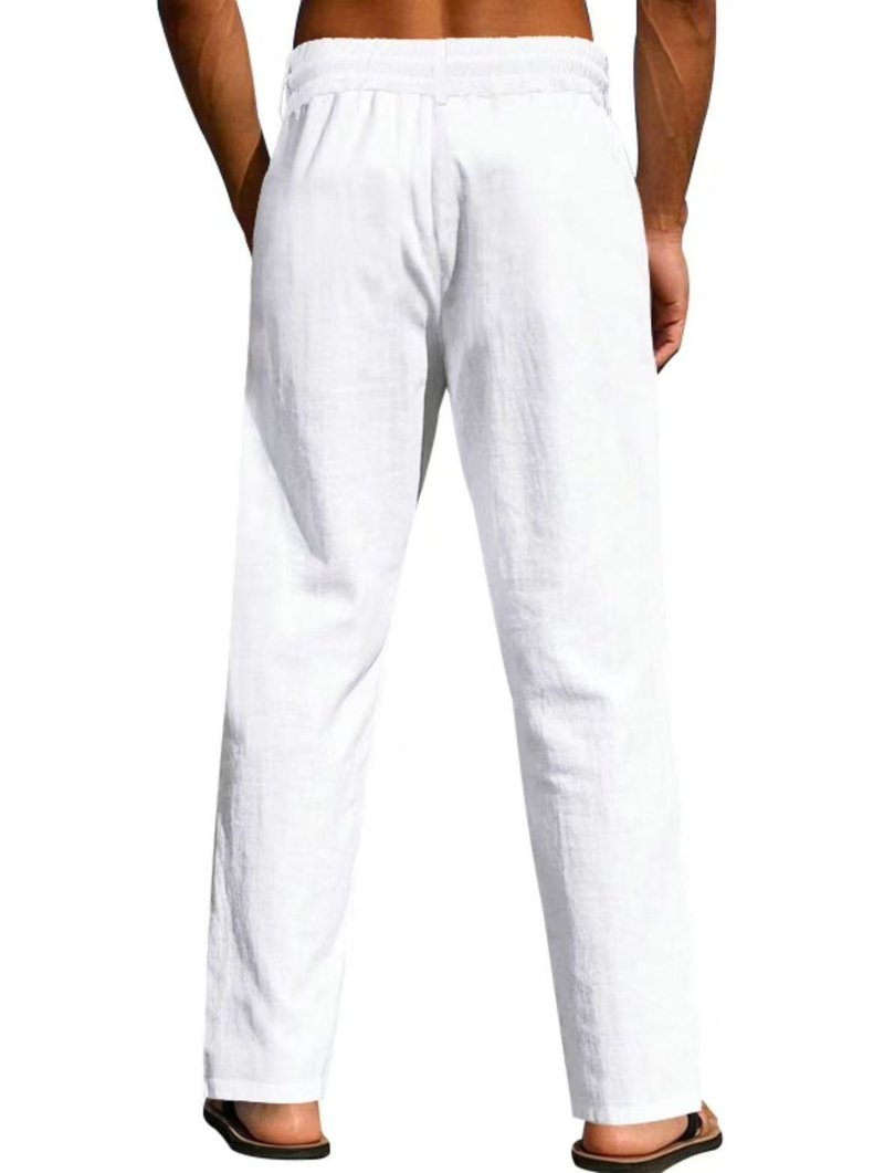 Men's New Solid Linen Trousers - Breathable Elegance With Natural Texture_voghion.com
