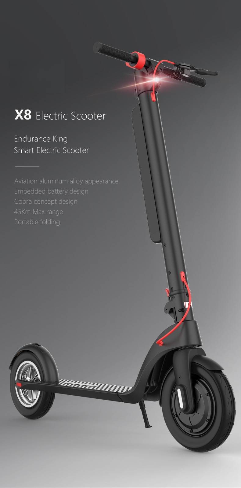 Scooter Elétrica KIXIN X8 para Uso Diário - Bateria Removível de 36 V, Carga de 125 kg, Transporte Ecológico | Entrega em 7 dias, Devoluções em 30 dias_voghion.com