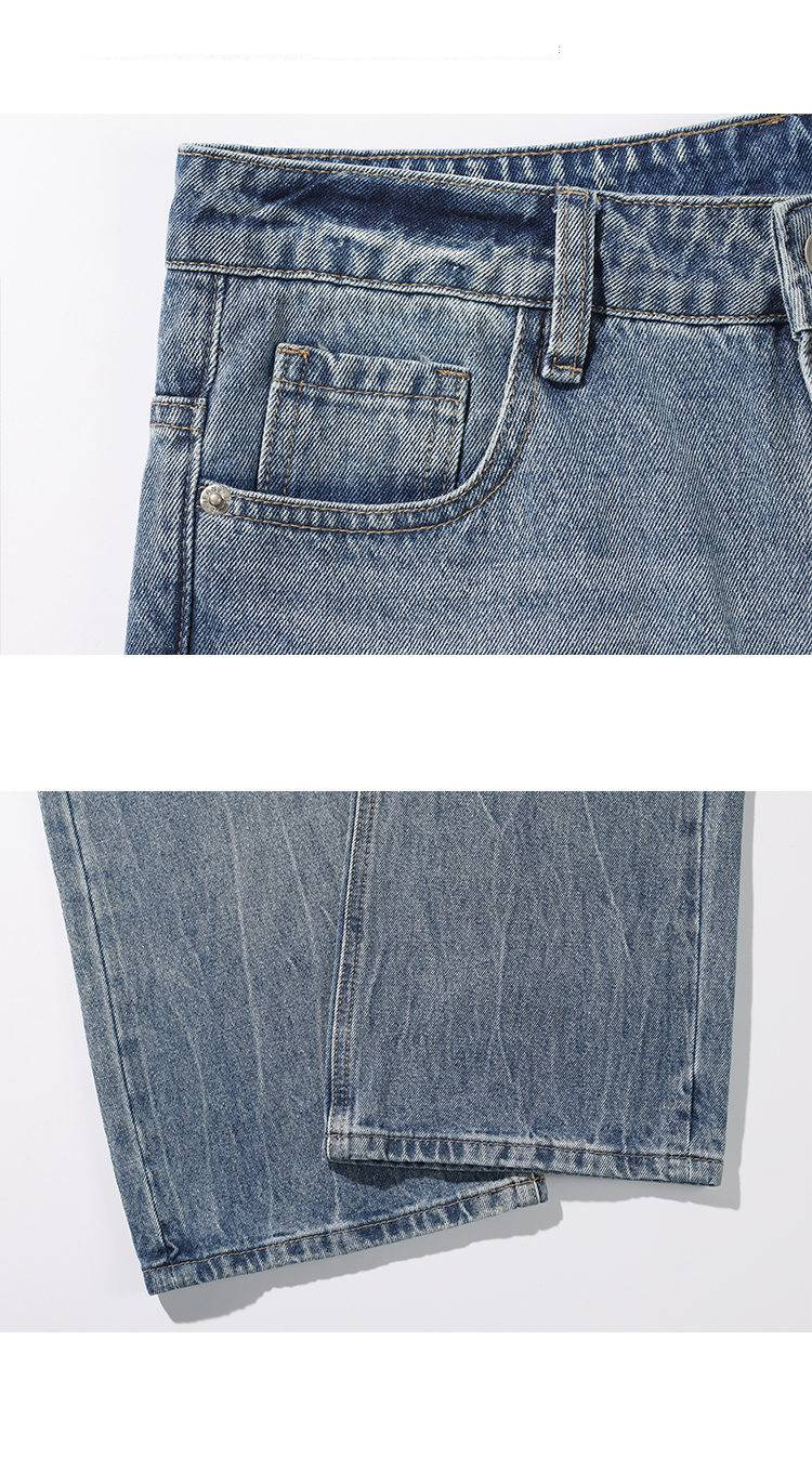 Herrenbekleidung Wash Bootcut Jeans - Vintage Blue Denim Hose mit Cleanfit-Stil, bequemer Mid-Rise & Stretch-Passform für Freizeitkleidung (M-5XL)_voghion.com