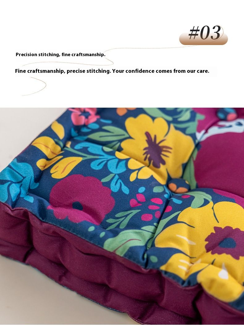 Portable Seat Cushion With Handle – Floral Design Thick Comfort Pillow For Chair, Sofa & Floor (Washable Polyester, Non-Slip, Office & Home Decor)_voghion.com