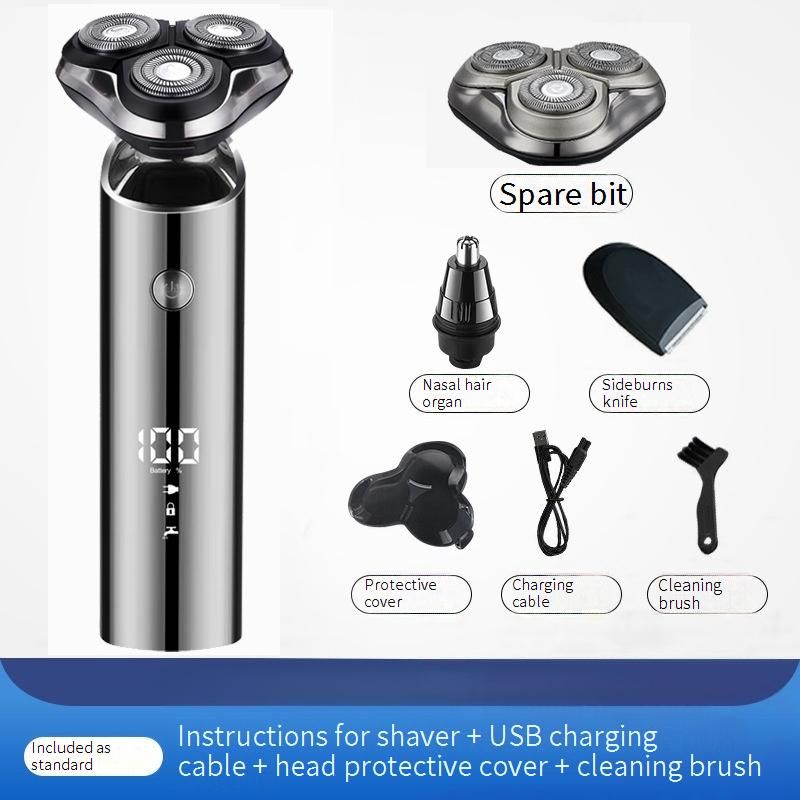 Multi-Grooming Electric Shaver For Men – 3D Floating Heads, 80-Min Runtime, USB Charging, Waterproof & All-in-One Kit (LED Display)_voghion.com