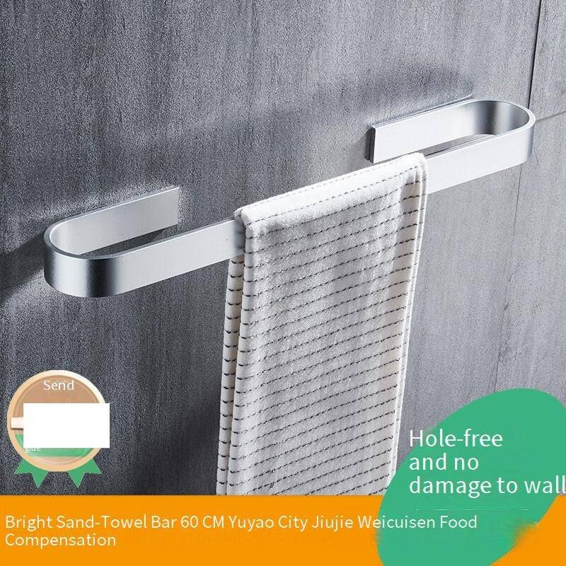 Space Aluminum No-Drill Bathroom Towel Rack With Hooks, Wall Mounted Shoe Shelf, Multi-Functional Bathroom Organizer_voghion.com