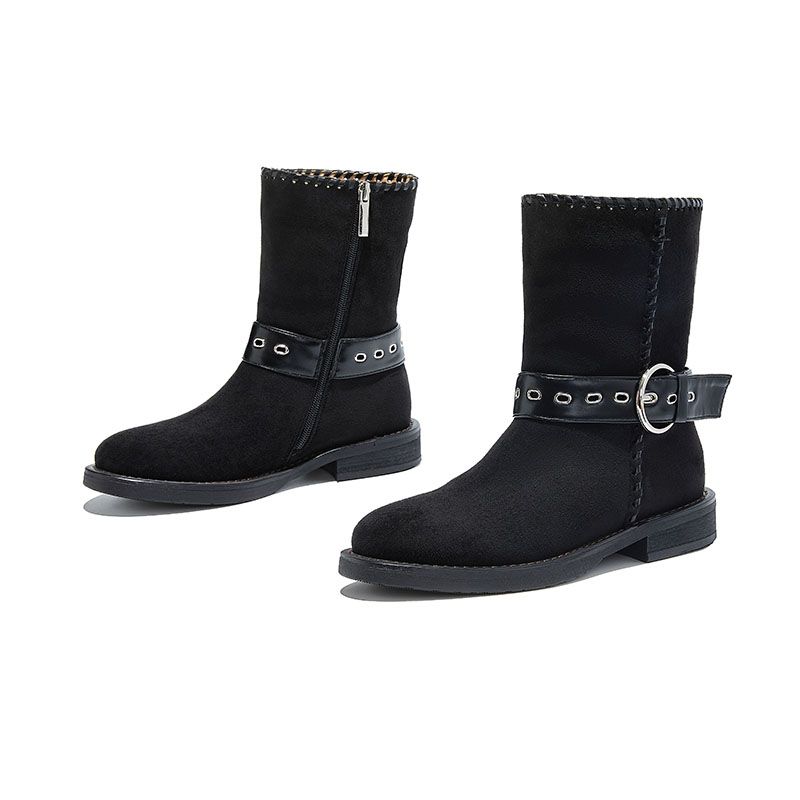 Korean Style Minimalist Retro Mid Top Boots, With A Low-key And High-end Feel, Comfortable To Wear For A Long Time Without Rubbing Your Feet_voghion.com
