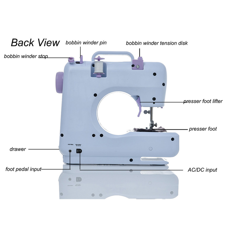 Inne máquina de costura portátil mini elétrica doméstica artesanato remendo overlock 12 pontos com pedal de mesa iniciantes_voghion.com