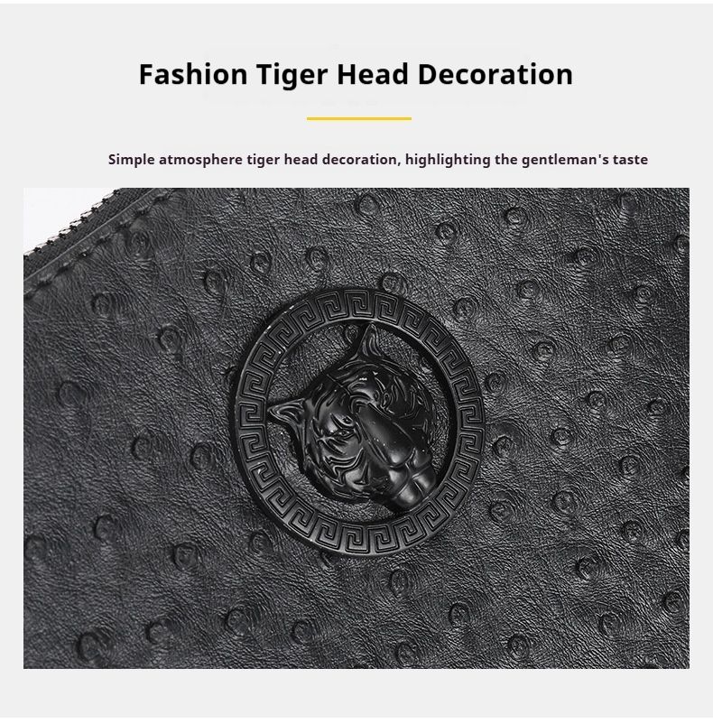 Aktentasche für Herren – Stilvolle Clutch aus Straußenleder, Business-Mode-Umschlagtasche aus weichem Leder in großen, mittleren und kleinen Größen für Berufstätige_voghion.com