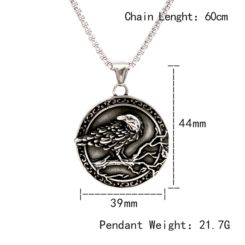 Viking Crow Rune Pendant Trendy Men's Titanium Steel Non Fading Talisman_voghion.com
