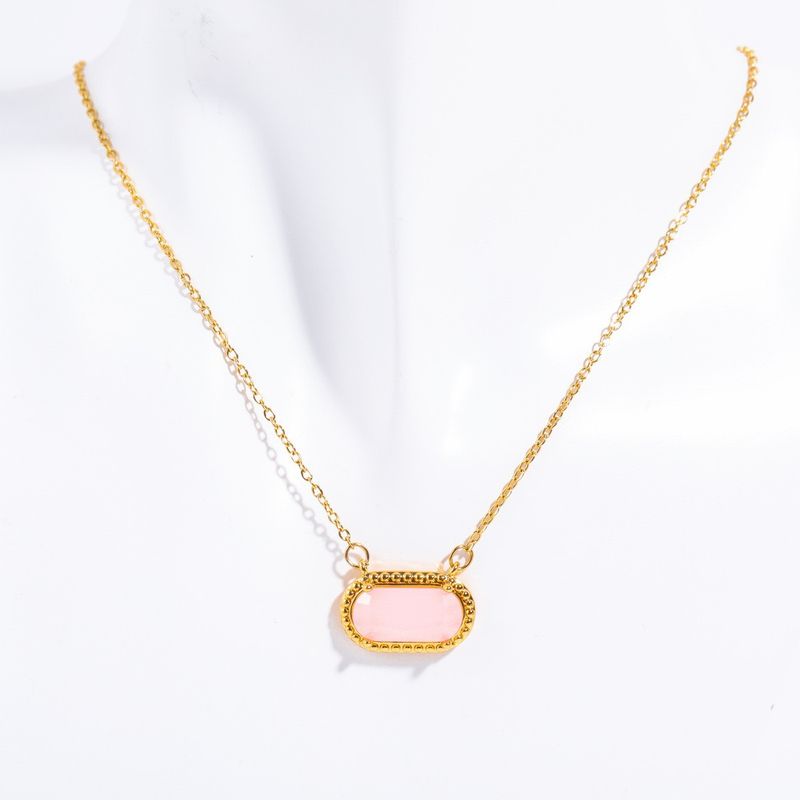 Collar ovalado con doce piedras de nacimiento, colgante de esmeralda en forma de huevo, cadena de clavícula de piedra natural, chapado en oro, preservación del color_voghion.com
