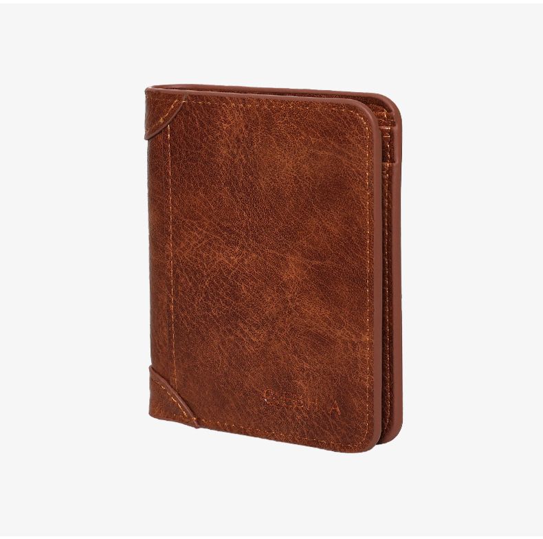 Men's wallet men's high end retro PU short men's folding credit card bag can store coin purse_voghion.com