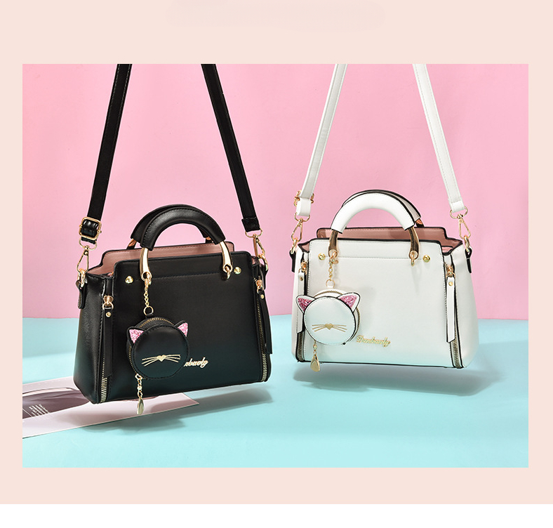 Geantă de mână cu decor de litere, geantă de umăr elegantă cu fermoar și portofel mini pentru monede. Geantă crossbody pentru serviciu._voghion.com