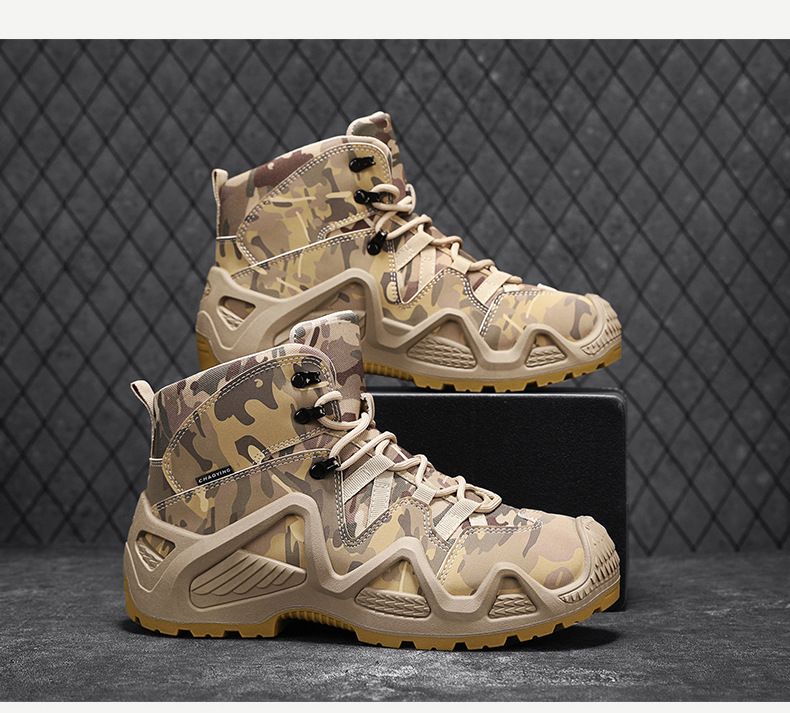 Autumn new high-top mountaineering wear-resistant anti-slip increase camouflage outdoor Training tactics_voghion.com