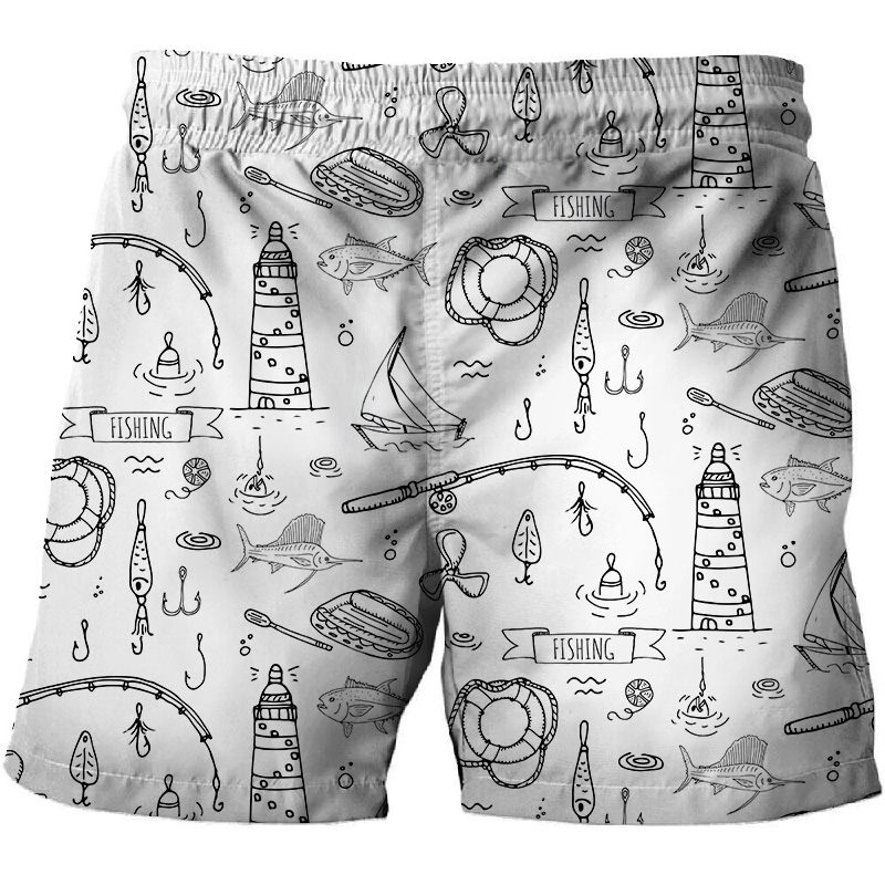 Venta caliente 3D impreso pantalones cortos de playa para hombres ropa de calle de secado rápido negro corto casual_voghion.com