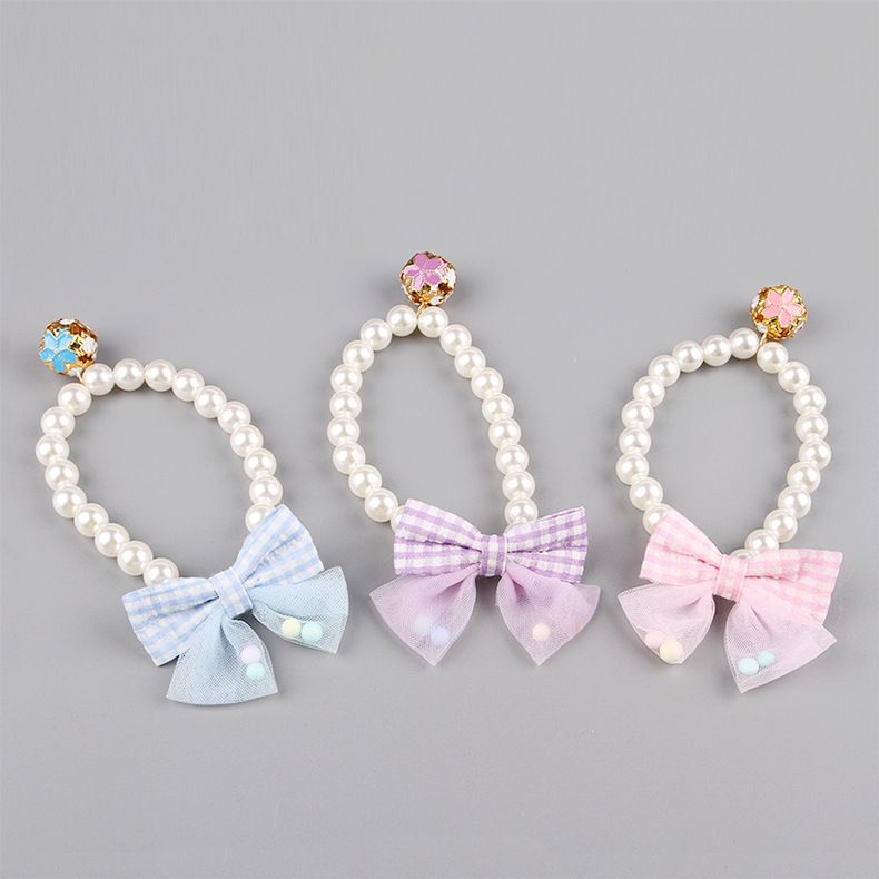 Collar de perlas para mascotas, collar elástico con lazo, joyería para gatos, osito de peluche, banda para el cuello para perros pequeños y medianos_voghion.com
