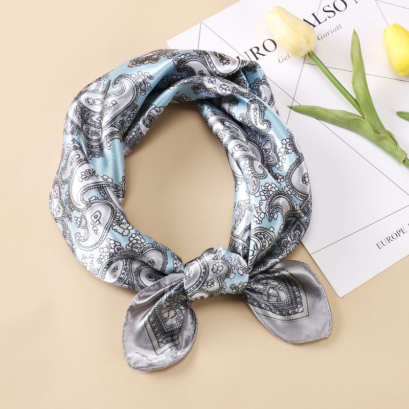 60cm Silk-Like Square Scarf Flight Attendant Style Neck Scarf Elegant Uniform Accessory Handbag Tie_voghion.com