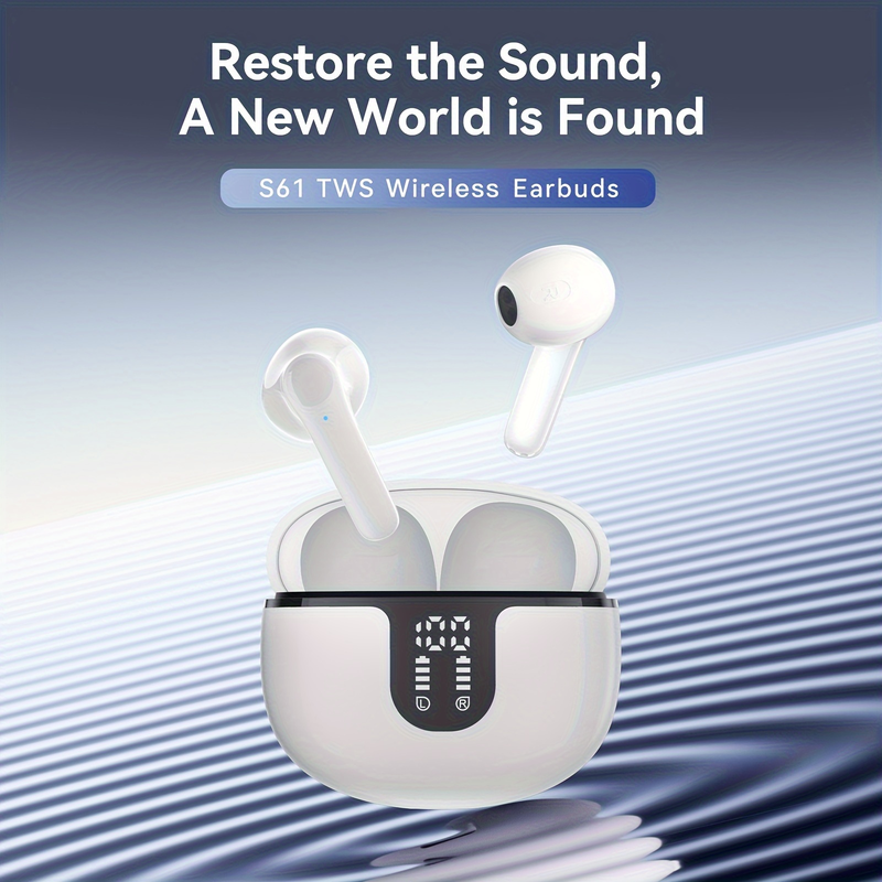 Wireless Earbuds Headphones, 40H Playtime Stereo  Ear Buds, LED Power Display Cordless in-Ear Earphones with Microphone for iOS Andriod Cell Phone Sp_voghion.com