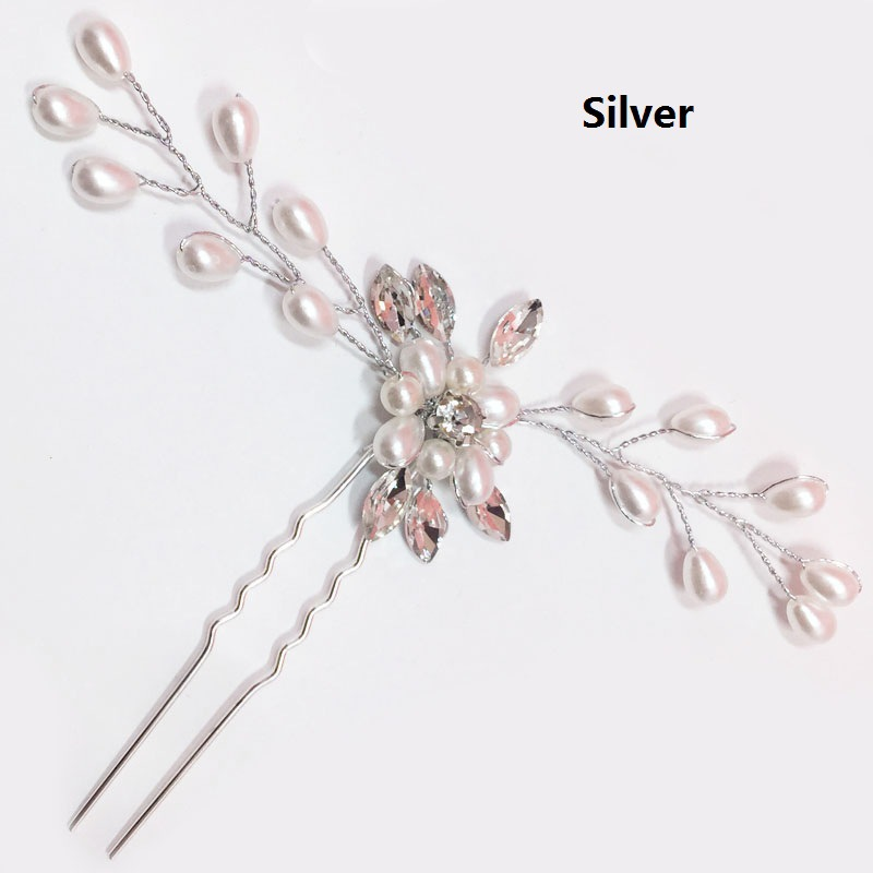 Ebay cross-border supply Korean bridal handmade pearl crystal hairpin pin U-shaped clip wedding headwear_voghion.com