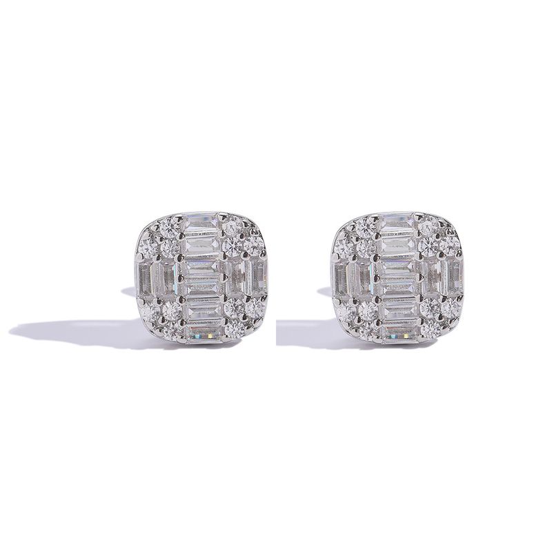 Boucles d'oreilles carrées pour femmes, avec micro-incrustations de zircons, design simple, tendance, pour hommes et femmes, style boîte de nuit, style hip-hop_voghion.com