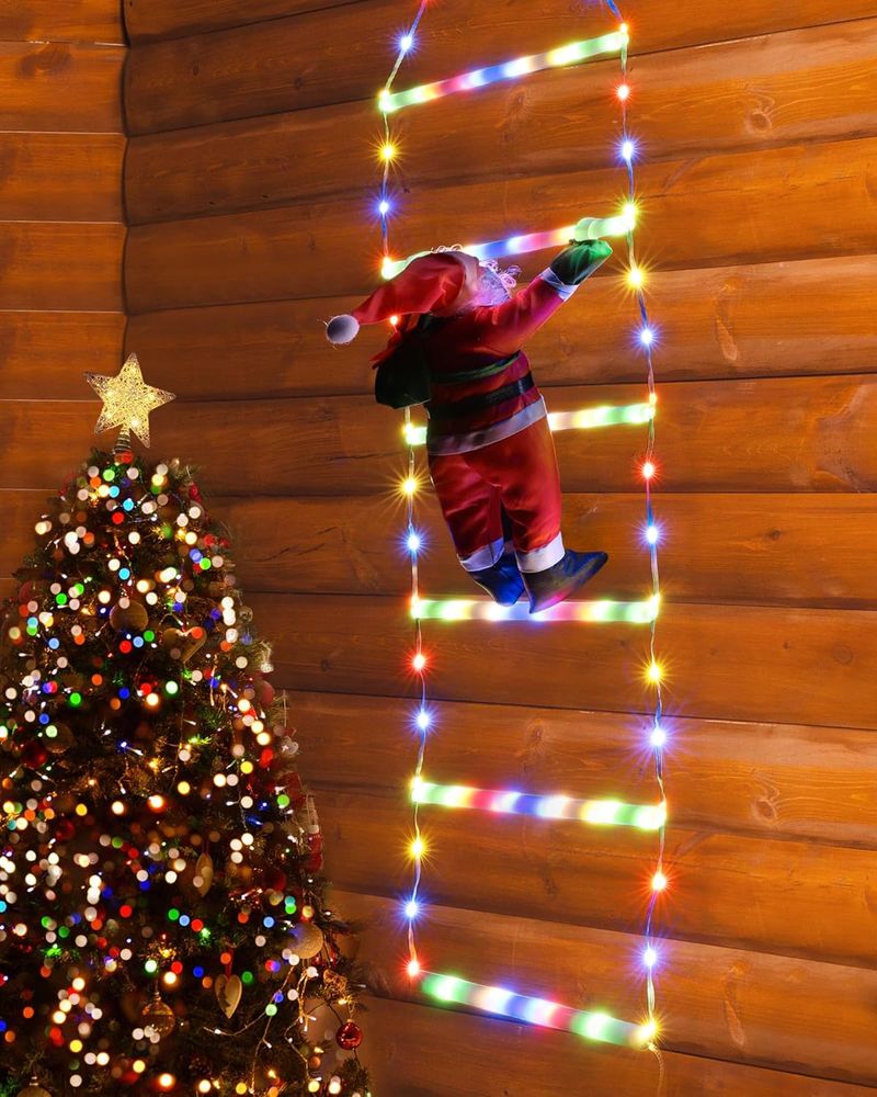 Toodour LED 2,5 FT Weihnachtsdeko-Leiterlichter mit Weihnachtsmann, Dekorationslicht für drinnen und draußen, Fenster,_voghion.com