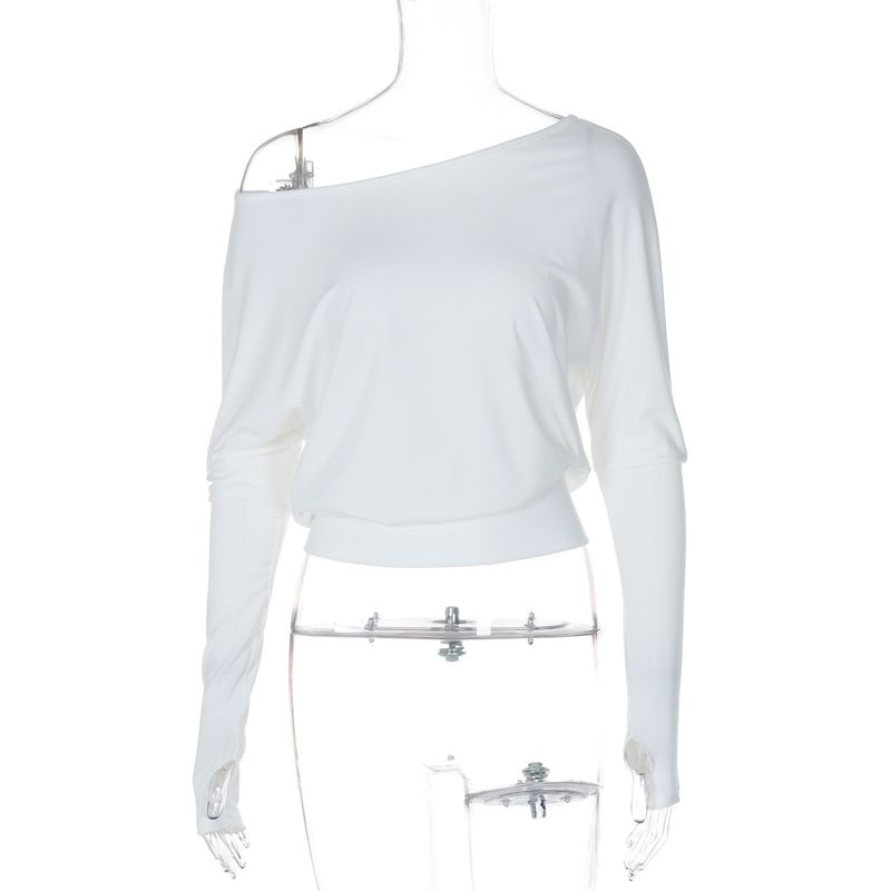 Damenbekleidung Schulterpullover T-Shirt für Frauen Lose Casual Slim All Match Tops_voghion.com