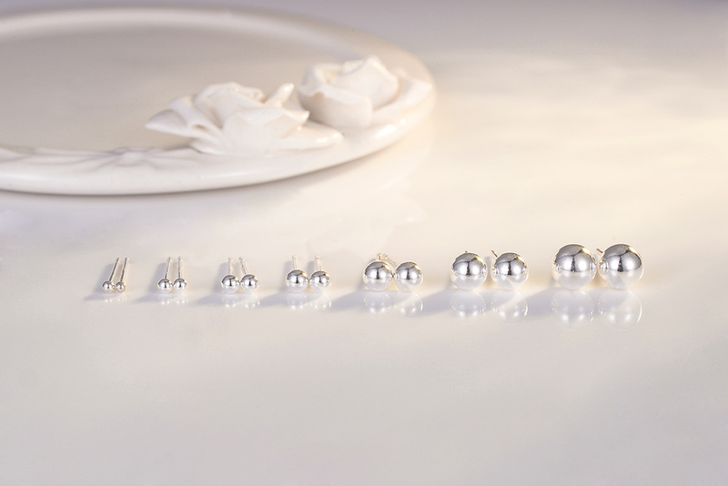100% VENUS 1 paio di orecchini in argento sterling per donna ragazza perline di pisello chiaro orecchino a sfera elegante Wh_voghion.com