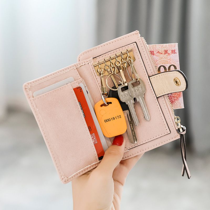 Damen Schlüsselanhänger Kleine Tasche Koreanisch Niedlich Multifunktional Farbblock Persönlichkeit Mini Münzbörse Kartenhalter_voghion.com
