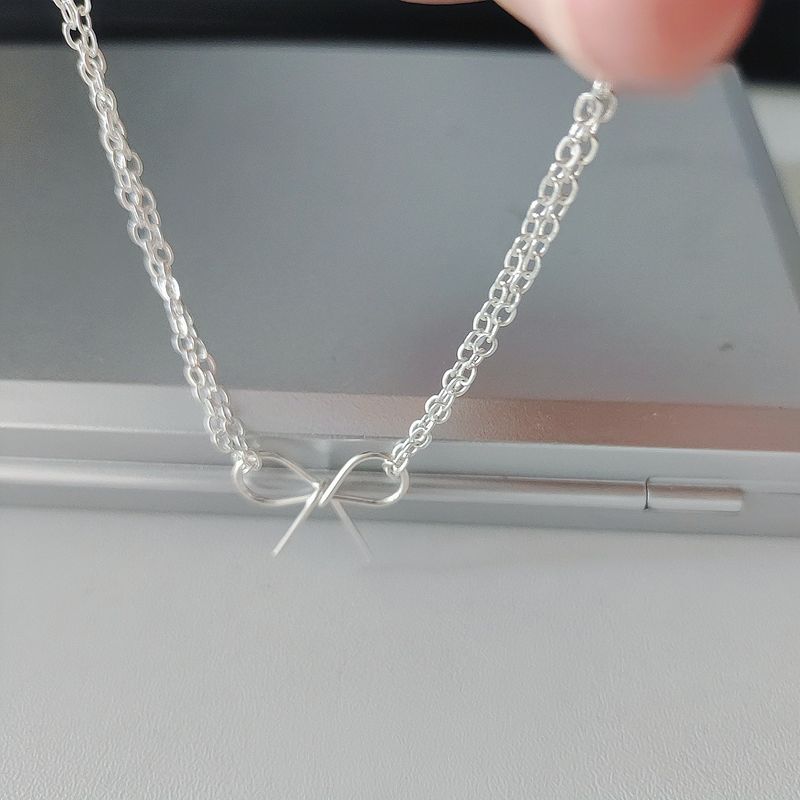 Gioielli estivi per i piedi, cavigliera a doppio strato con fiocco bianco K, semplice, versatile, accessorio per le vacanze in spiaggia_voghion.com