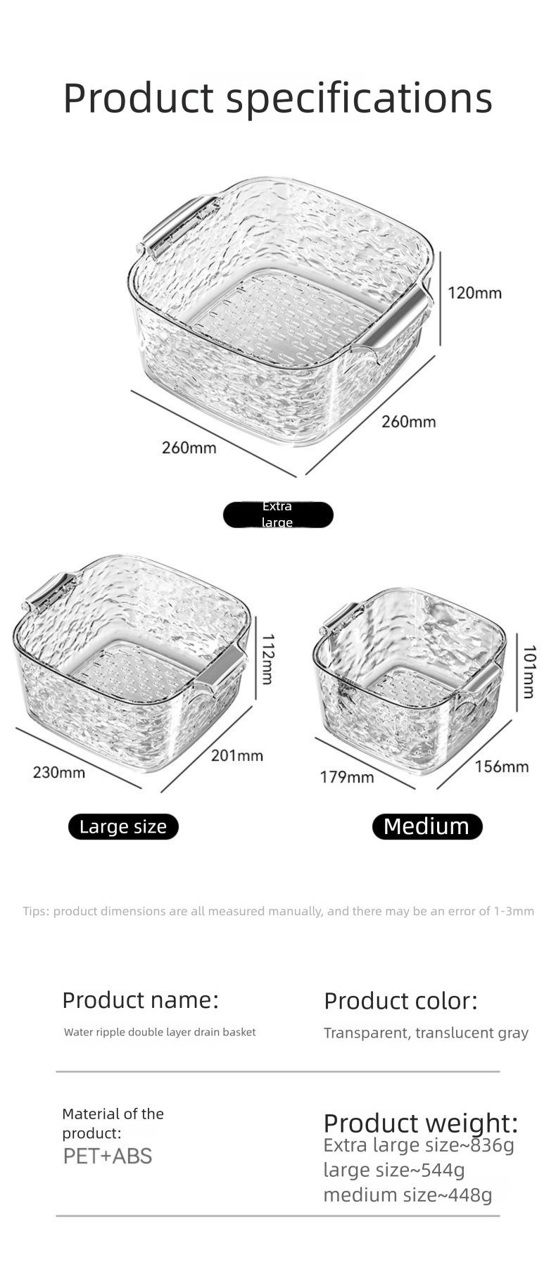 Doppellagiger Küchen-Gemüse-Reis-Obst-Aufbewahrungskorb aus Kunststoff mit Abtropf- und Waschfunktion_voghion.com