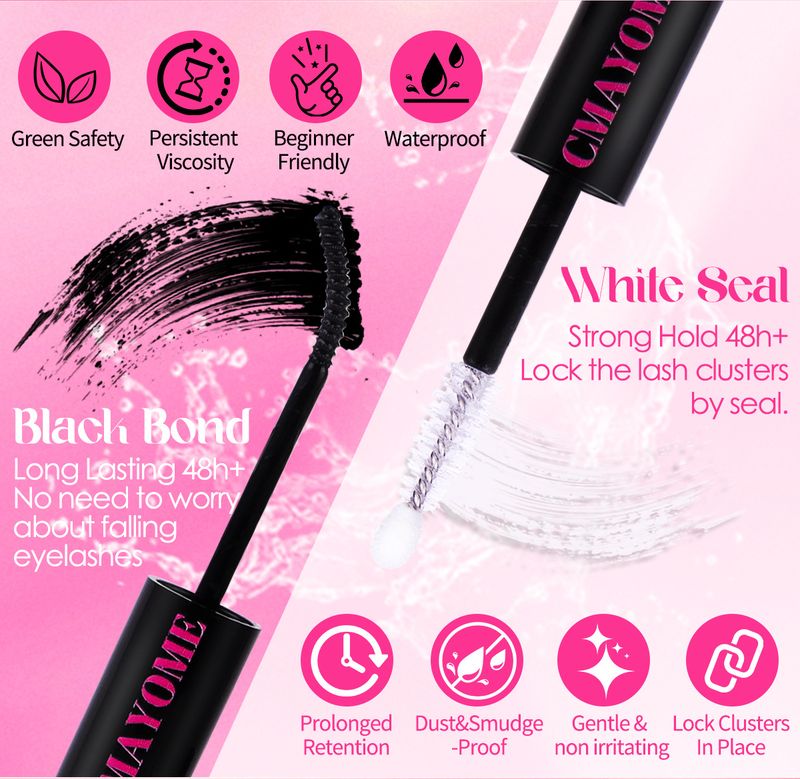 Outils et accessoires de maquillage Colle pour faux cils à double tête Séchage rapide Doux Imperméable Longue durée Colle pour cils Deux en un_voghion.com