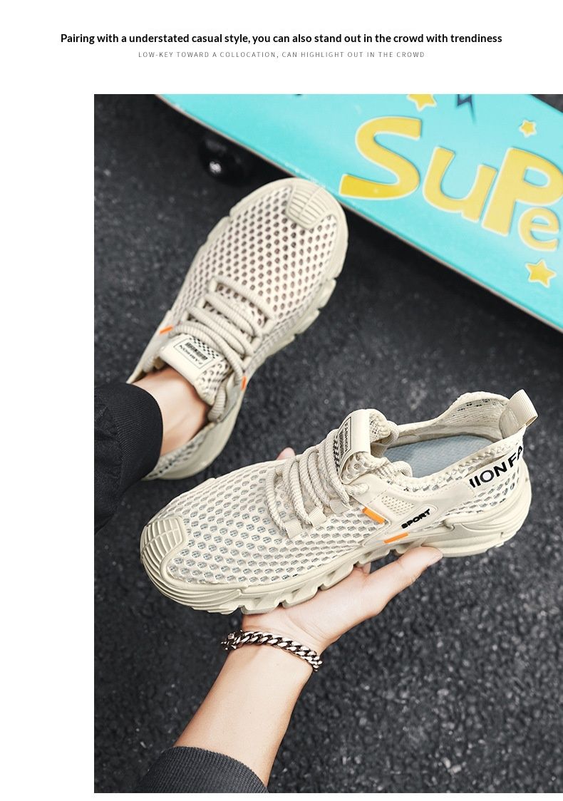 Glide Summer Breathable Thin Men's Running Soft Sole Lightweight Sports Casual Shoes Large Mesh Hollow Design_voghion.com