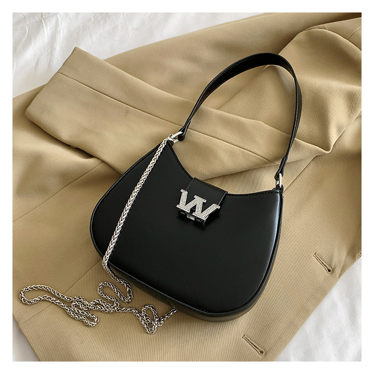 Factory Wholesale 2023 New Homeless Bag Women's Single Shoulder Messenger bag Crescent handbag rhinestone buckle armpit bag_voghion.com