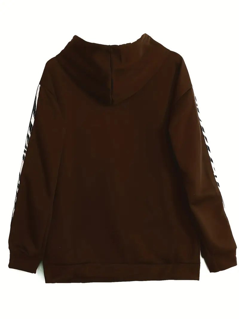 Ensemble sweat à capuche imprimé lettre pour femme, sweat-shirt à manches longues et pantalon à taille élastique_voghion.com