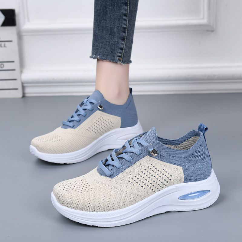 Women's 2025 New Casual Lace-up Sock Mesh Shoes Soft Sole Sneakers For Women_voghion.com