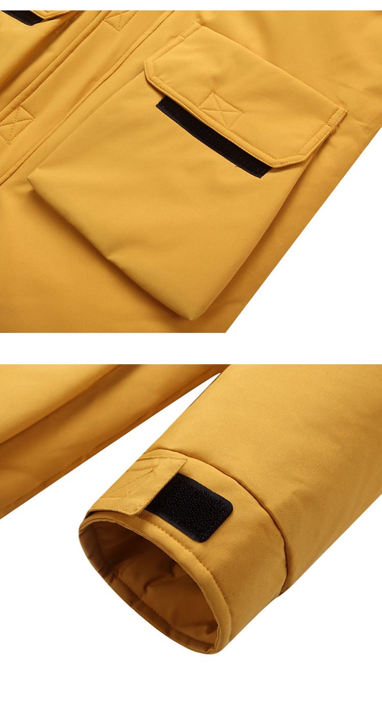 Unisex Winter Work Jacket With Hood – Heavy-Duty Couple's Coat (Black/Beige/Blue/Yellow, M-4XL, Thermal Lined & Windproof)_voghion.com