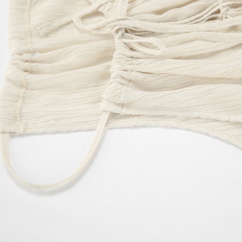 Sieviešu apģērbi Pavasara un vasaras dizains ikdienišķa mežģīņu bikšu komplekts ar V kakla izgriezumu ar augstu vidukli_voghion.com