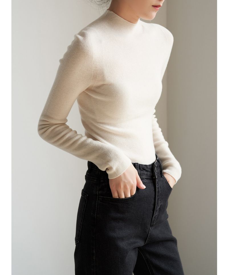 SS STUDIO Nahtloser Einteiliger Pendel-Eleganter Halbrollkragen-Wollstrickpullover Für Damen Herbst Winter Basishemd_voghion.com