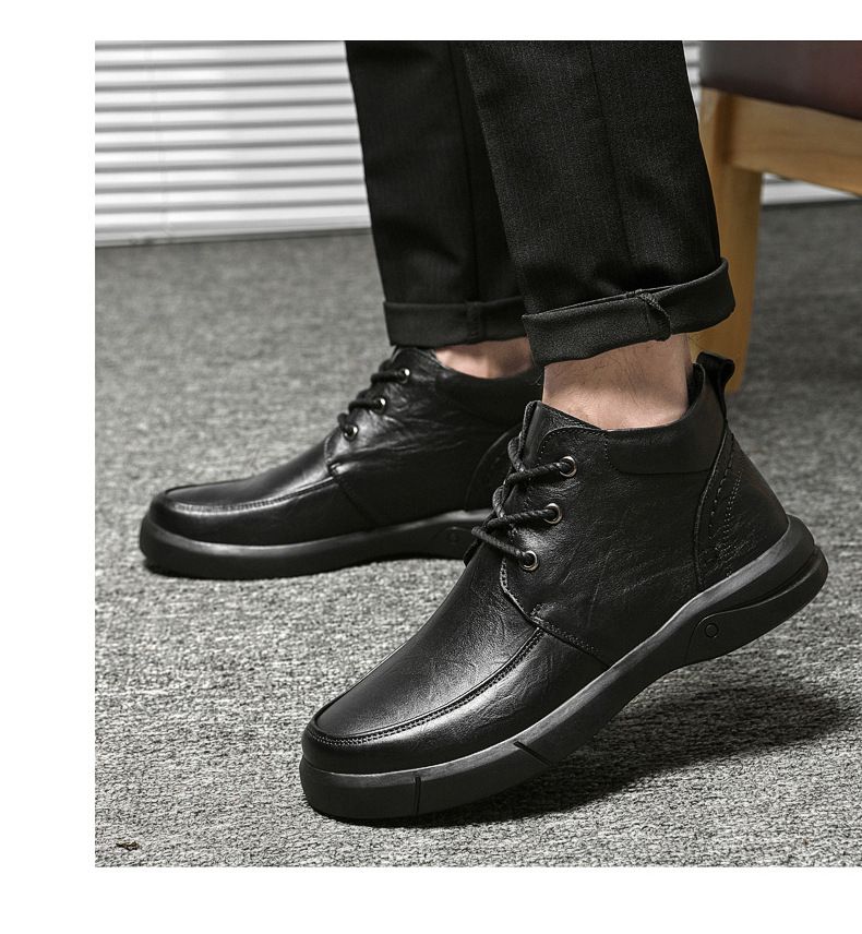 Warme, weich besohlte Martin-Stiefel, handgearbeitete Herrenschuhe für reife Herren, mittelhohe Samt-Schneestiefel, Werkzeugschuhe_voghion.com