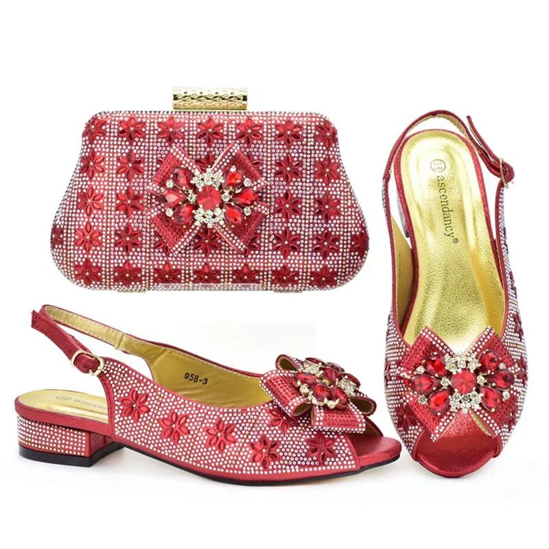 Party with high heel broken diamond round head fish mouth sandals with diamond bow decorated dinner clutch_voghion.com