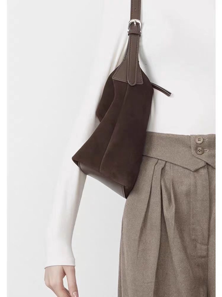 Borsa a mano in pelle scamosciata smerigliata per donna 2024 nuova borsa a tracolla monospalla sottobraccio di alta qualità autunno e inverno_voghion.com
