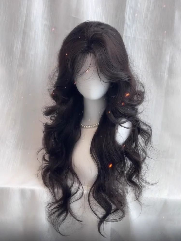 Korean Temperament Big Wave Simulation Hair Bangs Autumn And Winter Wig Women's Natural Full Head Cover_voghion.com