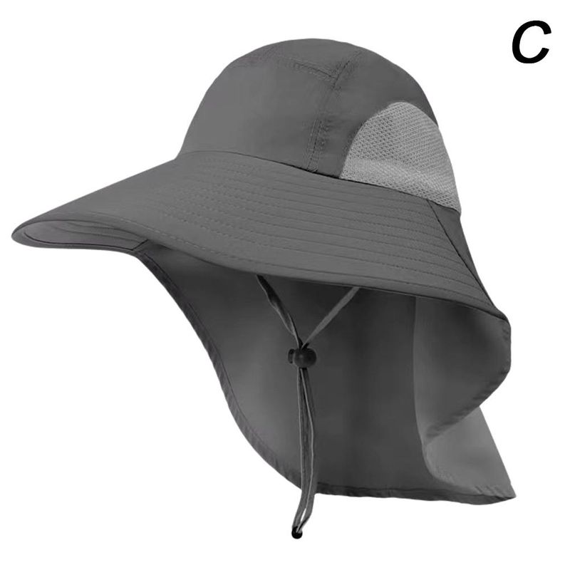 Nuovi arrivi Cappello da pescatore a tesa larga con copricollo da uomo, estivo, traspirante, con visiera protettiva anti UV UPF50_voghion.com
