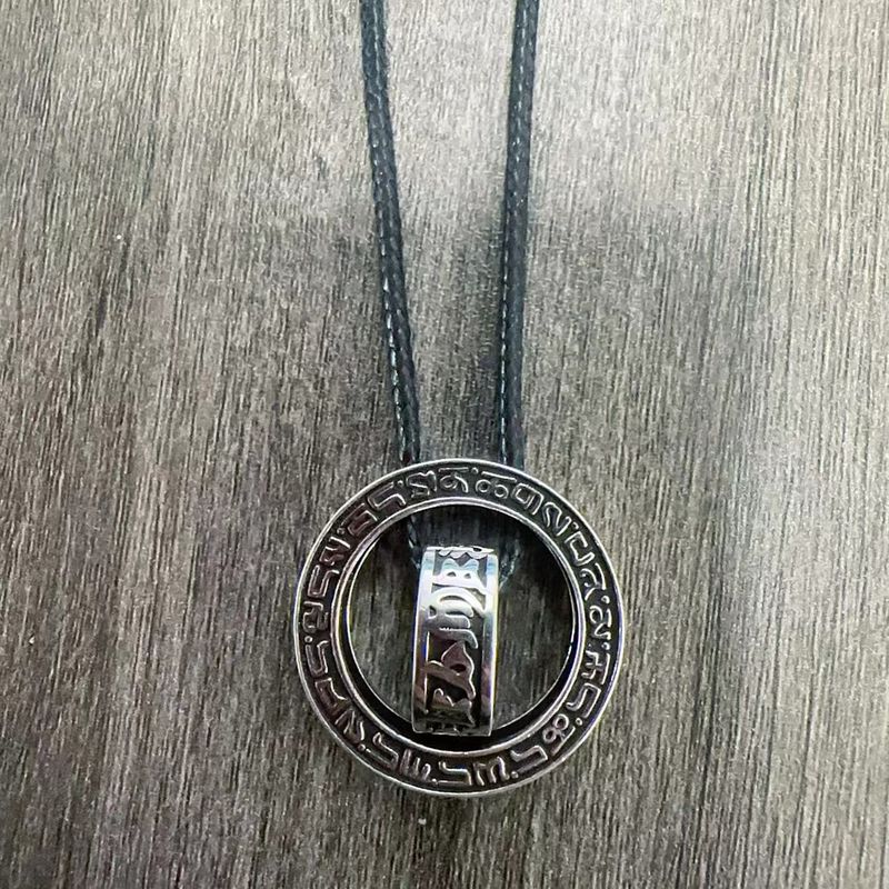 Wenyi Fan Sechsstellige Mantra-Doppelring-Halskette für Herren, trendige Mode, Nischendesign, vielseitiger Schmuck im ethnischen Stil_voghion.com