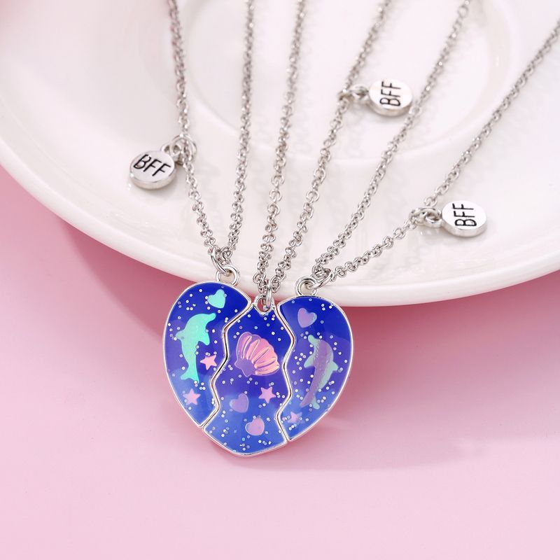 Collana per bambini con conchiglia di delfino e gocce di olio, tre pezzi, ciondolo magnetico creativo, set di giunzioni d'amore_voghion.com