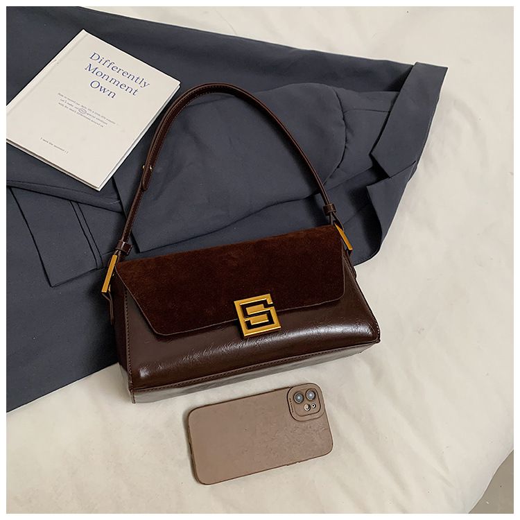 Borsa quadrata piccola in velluto satinato con texture leggera e lussuosa sotto le ascelle, moda di nicchia autunno e inverno 2024 versatile singola_voghion.com