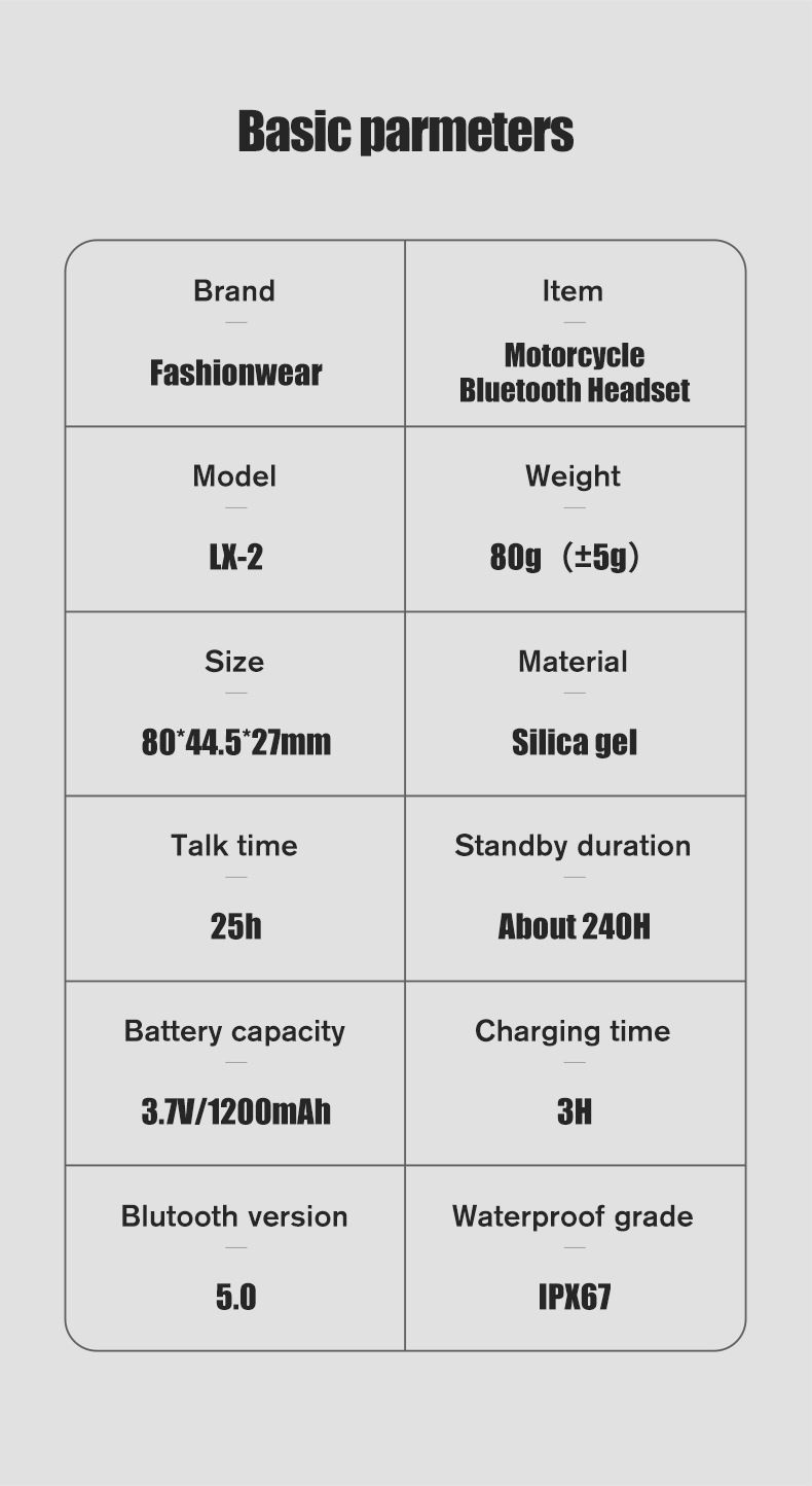 LX2 Motociklističke potpuno poluvodootporne bežične 5.3 Bluetooth slušalice za kacigu_voghion.com