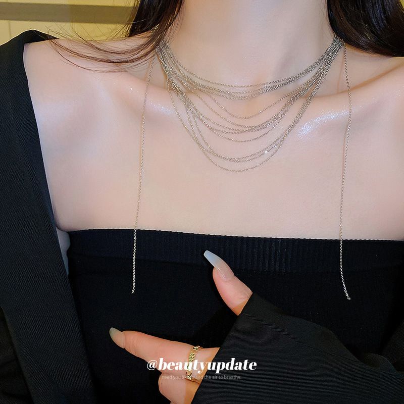 Collane multiple Stile minimalista Ins Nicchia Moda Temperamento Maglione Catena Clavicola Personalità Collana semplice per_voghion.com
