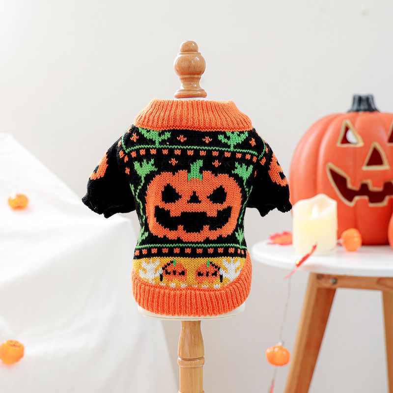 2025 Autumn Winter Pet Dog Cat Clothes Costume Apparel Pumpkin Halloween Sweater_voghion.com