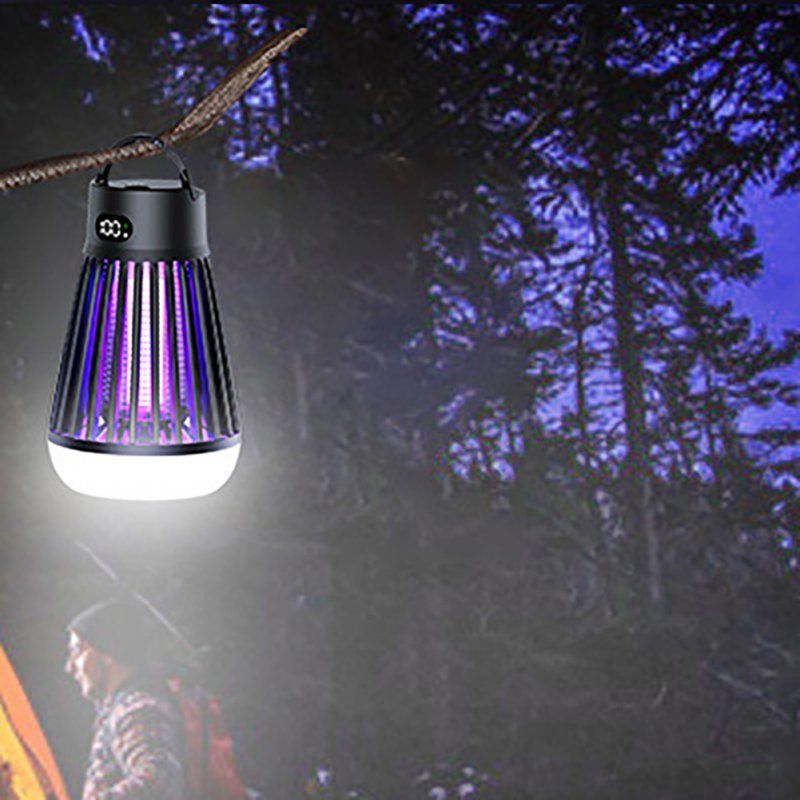 USB Bug Zapper, Mosquito Killer Lamp, Portable Hanging Loop Bug Zapper, IPX5 Waterproof, 2000mAh Fly Zapper For Summer Trip, Outdoor Camping Black_voghion.com