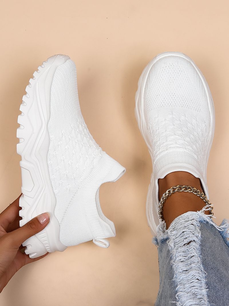 Plus Size Women's Breathable Sock Sneakers Slip-On Lazy Shoes_voghion.com